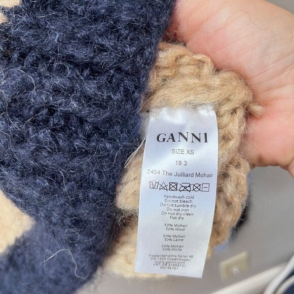 Ganni XS Julliard Striped Mohair Blend Sweater - Picture 4 of 5